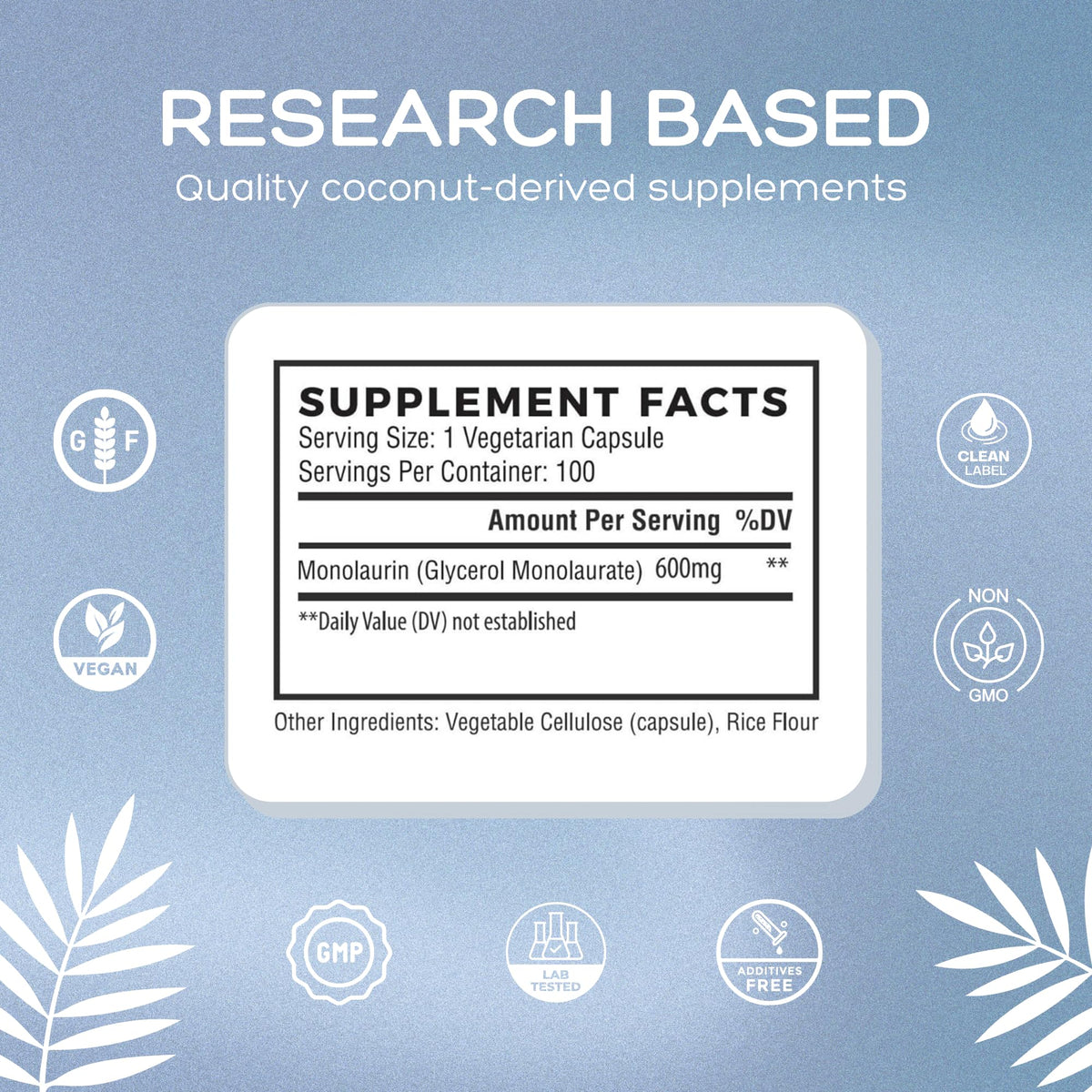 Natural Labs Monolaurin 600mg ingredients list