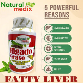 Natural medix Hígado Graso capsules sur fond blanc