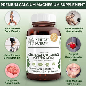 Natural Nutra Calcium Magnésium 1000/500 mg étiquette avec dosage
