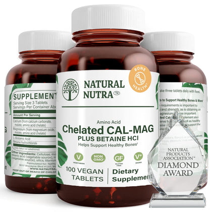 Natural Nutra Calcium Magnésium 1000/500 mg flacon en verre ambré