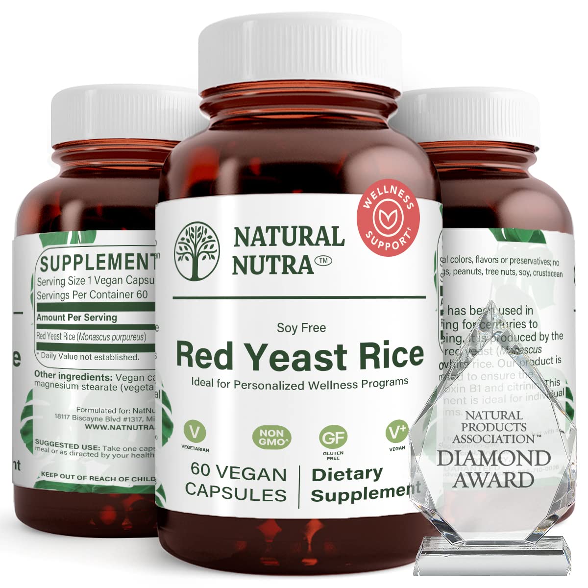 Natural Nutra Extrait de Riz Rouge 600 mg capsules en bouteille