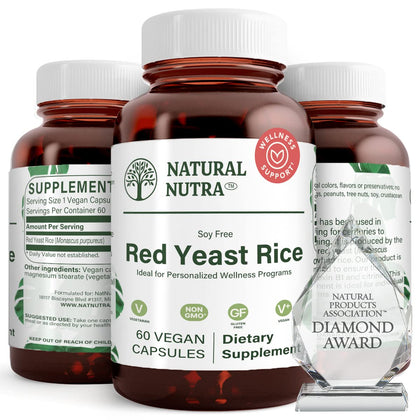 Natural Nutra Extrait de Riz Rouge 600 mg capsules en bouteille