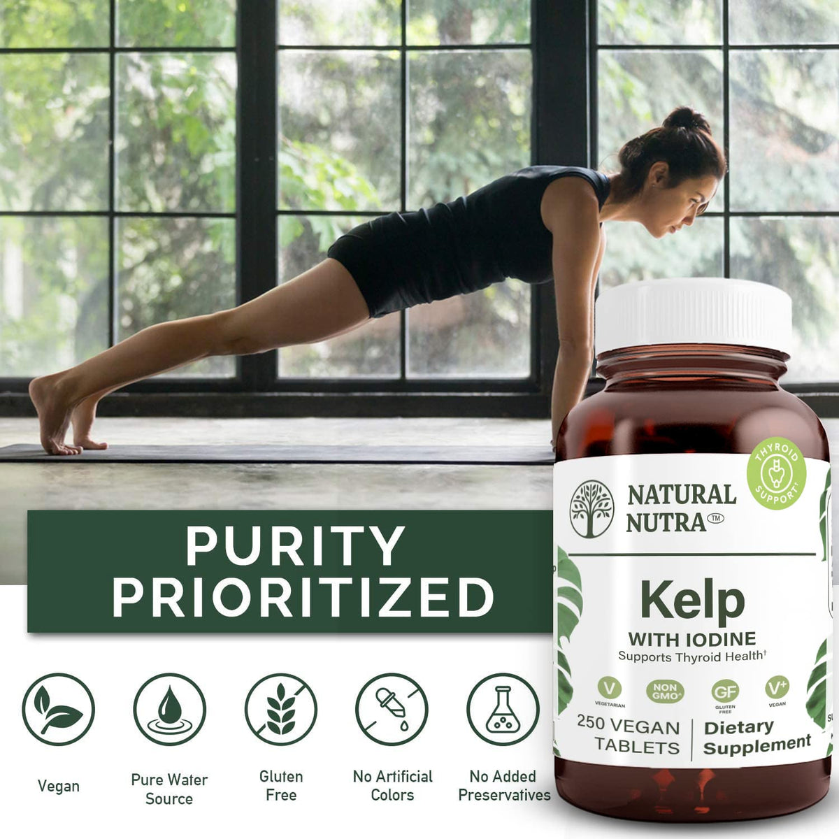 Natural Nutra Kelp Iodine 250 comprimés prise en main