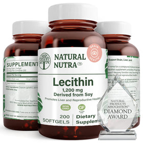 Natural Nutra Lécithine de Soja 1200mg 200 gélules, vue de face