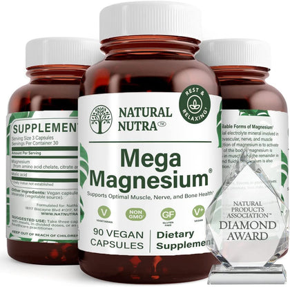 Natural Nutra Magnésium 400mg 90 capsules vue de face