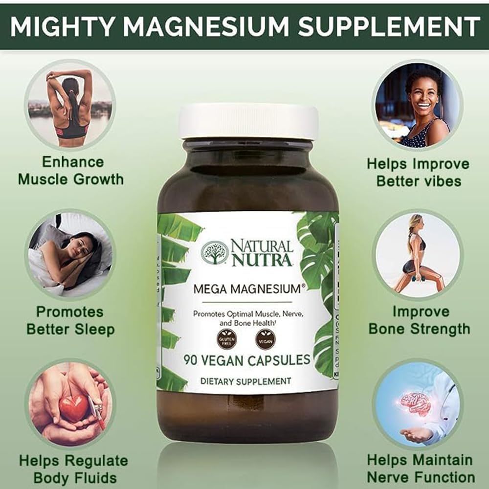 Natural Nutra Magnésium 400mg capsules ouvertes sur une table