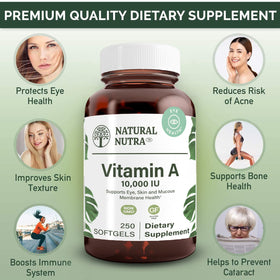 Natural Nutra Vitamine A 10 000 UI gélules avec prise en main
