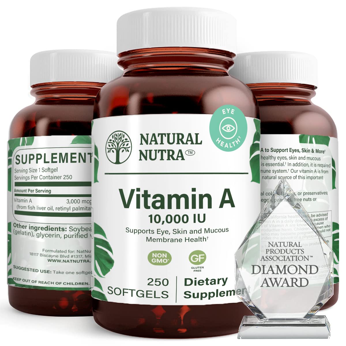 Natural Nutra Vitamine A 10 000 UI gélules boîte vue avant