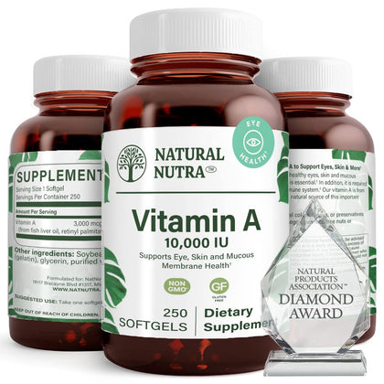 Natural Nutra Vitamine A 10 000 UI gélules boîte vue avant