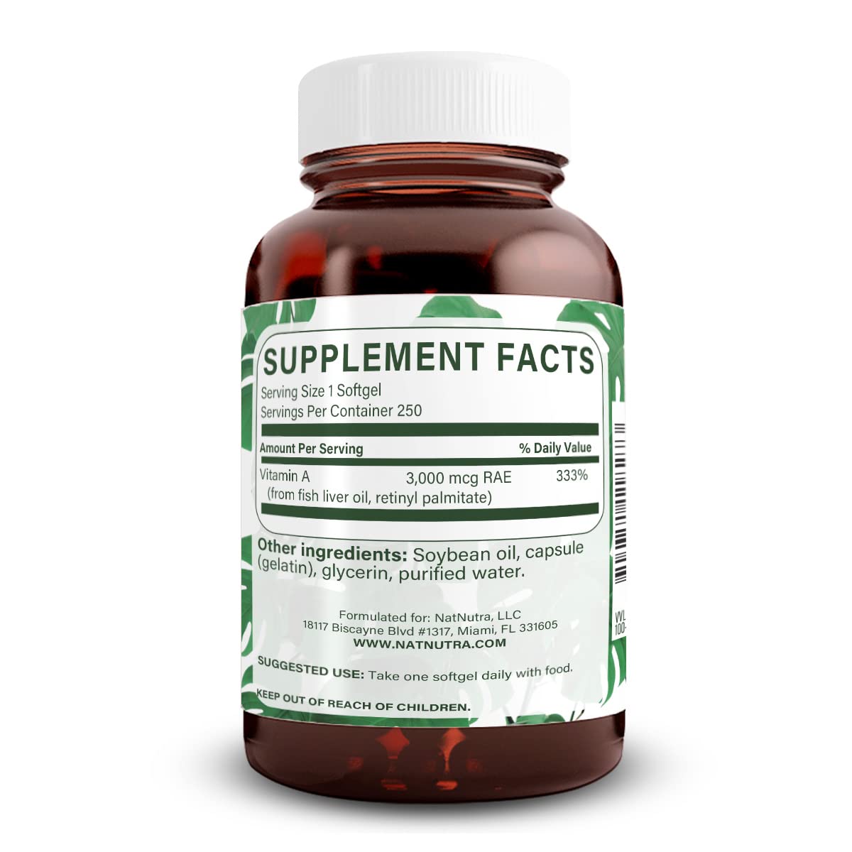 Natural Nutra Vitamine A 10 000 UI gélules présentation