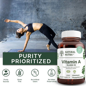 Natural Nutra Vitamine A 10 000 UI gélules vue de côté