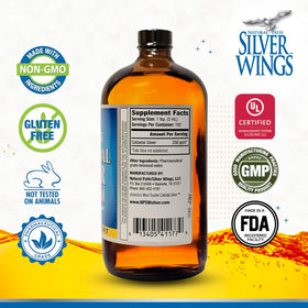 Natural Path Silver Wings Argent Colloïdal 250ppm 473ml étiquette