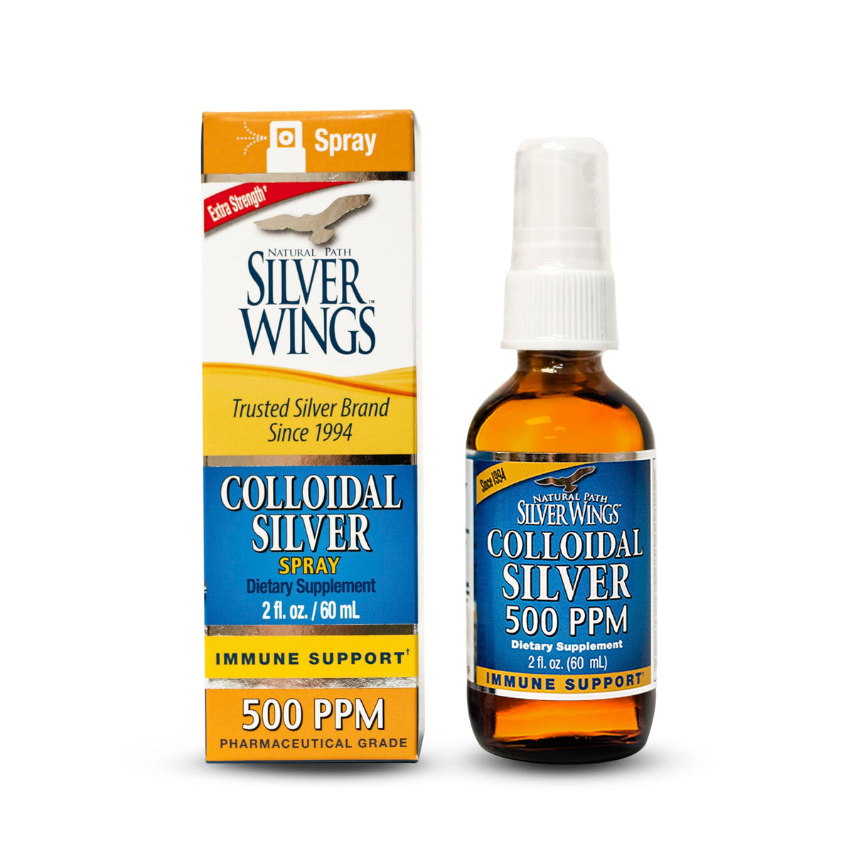 Natural Path Silver Wings Colloidal Silver 500ppm Spray 60ml front view