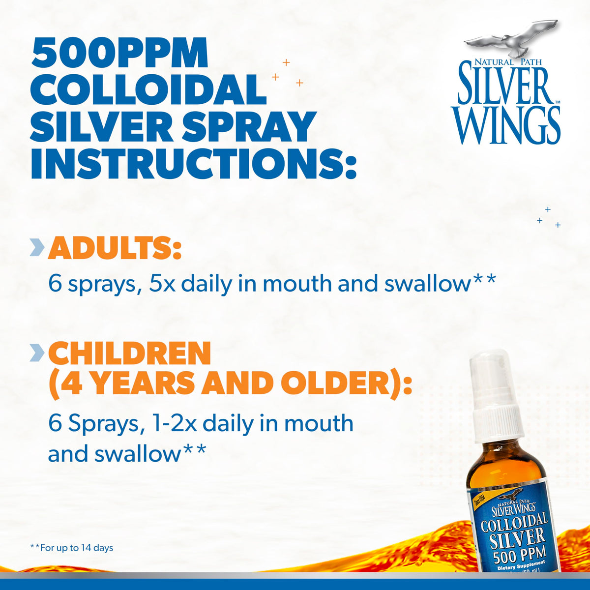 Natural Path Silver Wings Colloidal Silver 500ppm Spray 60ml with packaging