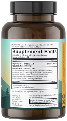 Natural Rhythm Complément Alimentaire Probiotique 60 Capsules vue de dos
