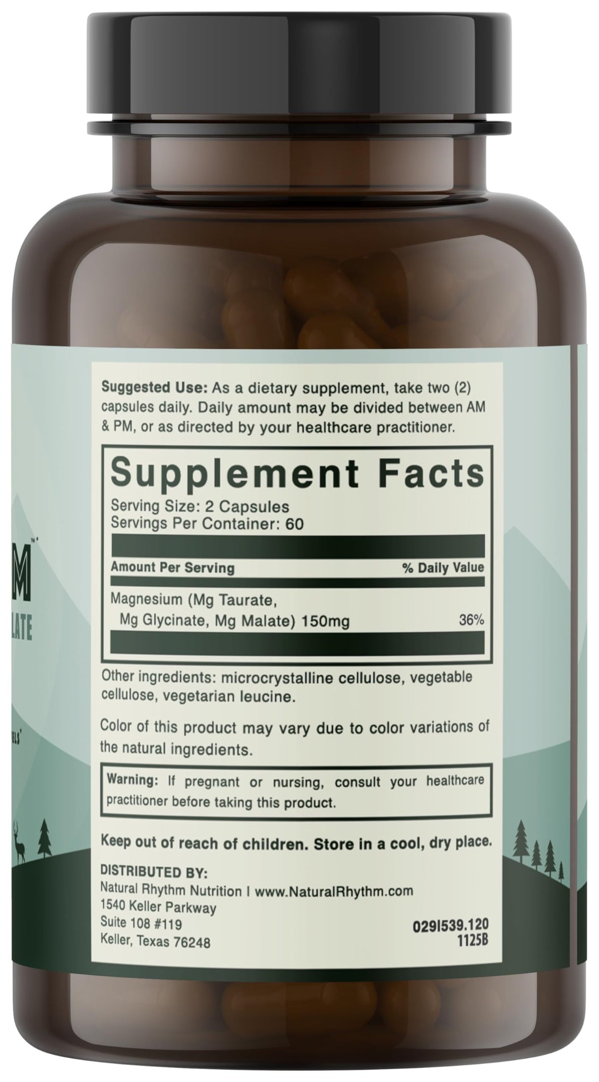 Natural Rhythm Triple Calm Magnesium 150 mg avec dosage visible