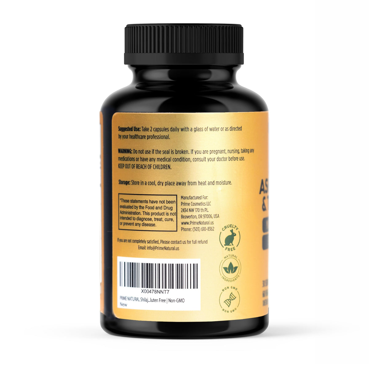 NATURAL Shilajit 1000mg capsules back view