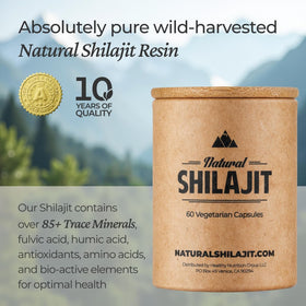 NATURAL SHILAJIT Capsules montrant la taille et la forme des capsules