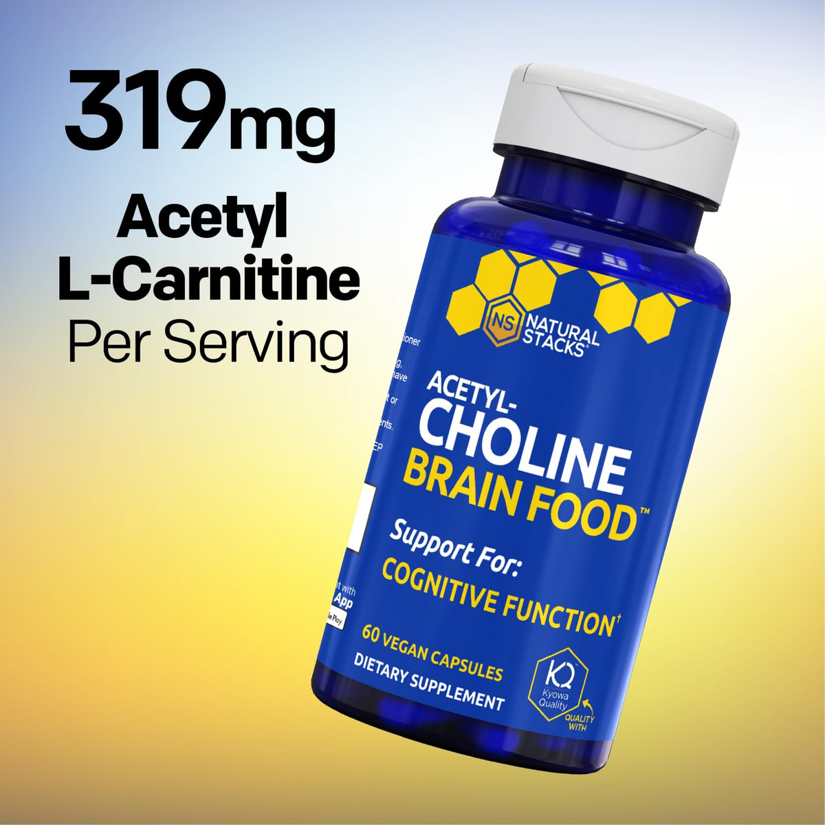 NATURAL STACKS Acetylcholine Brain Food 60 Ct, vue latérale