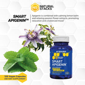 NATURAL STACKS Apigenin complément alimentaire avec verre d'eau