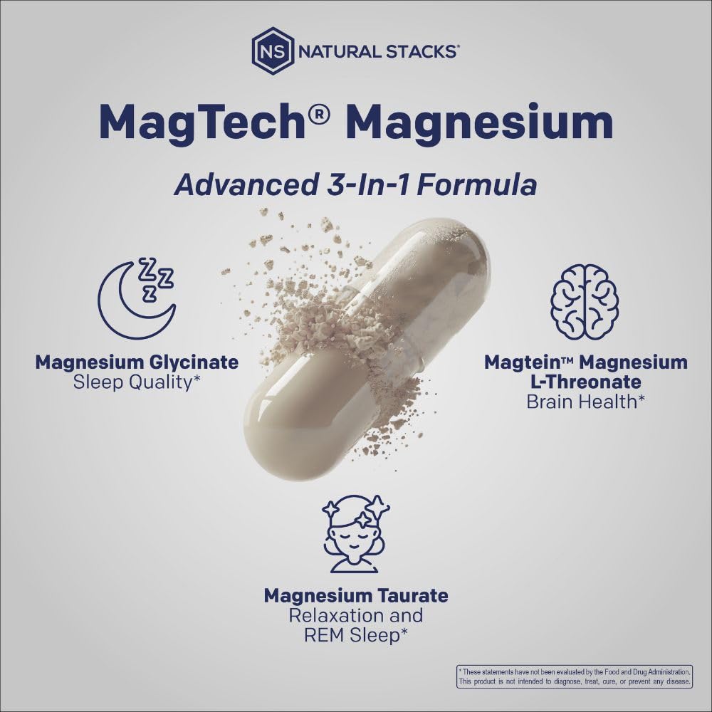 NATURAL STACKS Complexe Magnésium MagTech 180 capsules ouverte