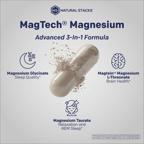 NATURAL STACKS Complexe Magnésium MagTech 180 capsules ouverte