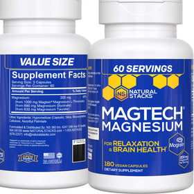 NATURAL STACKS Complexe Magnésium MagTech 180 capsules vue de face