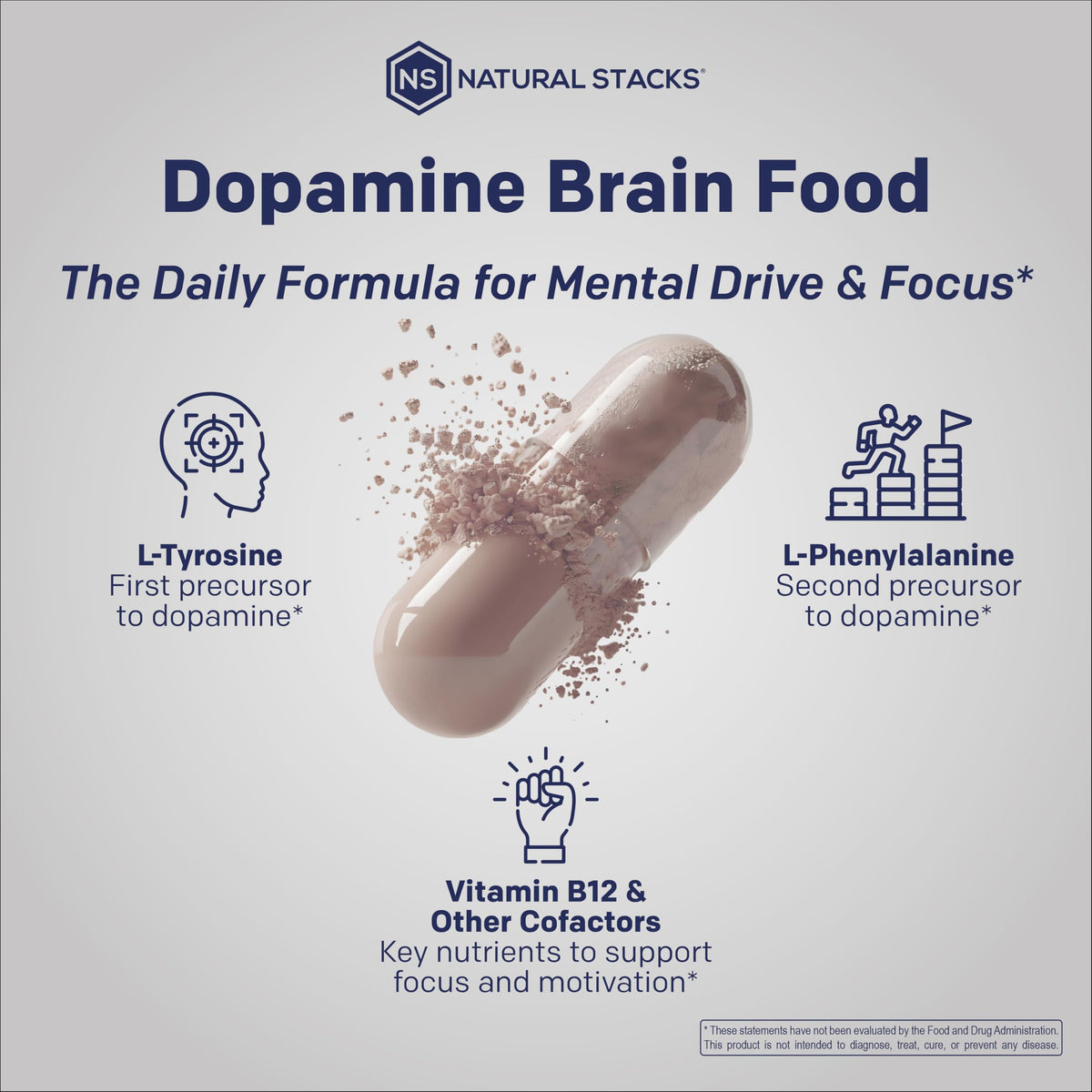 NATURAL STACKS Dopamine Brain Food 60 comprimés vue arrière