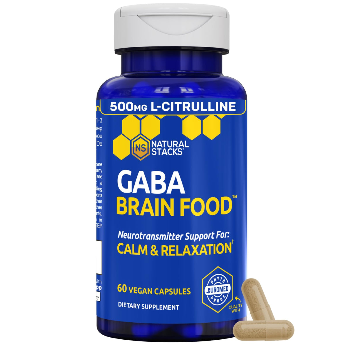 NATURAL STACKS GABA Brain Food 60 capsules front view