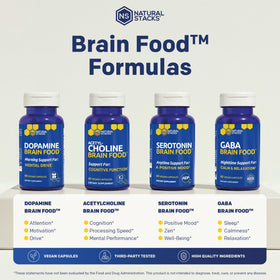 NATURAL STACKS GABA Brain Food on a wooden table