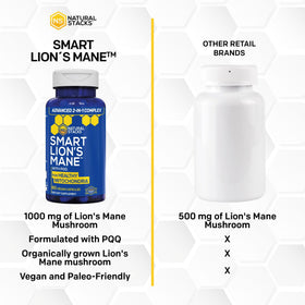 NATURAL STACKS Lion's Mane 1000mg capsules with a glass of water