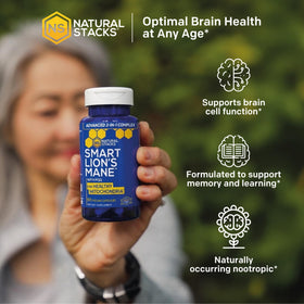 NATURAL STACKS Lion's Mane 1000mg capsules with a notepad
