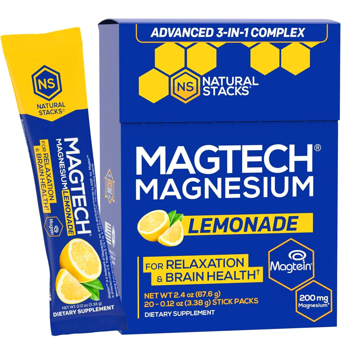 NATURAL STACKS MagTech Complex de Magnésium boisson en poudre au citron