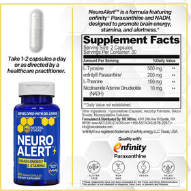 NATURAL STACKS NeuroAlert capsules sur un fond blanc