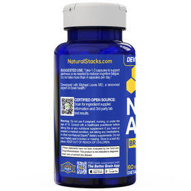 NATURAL STACKS NeuroAlert contenant avec capsules visibles