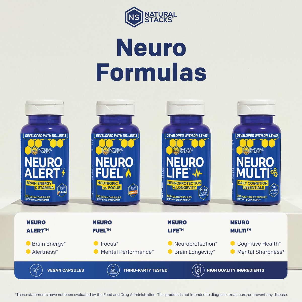 NATURAL STACKS NeuroFuel sur un bureau de travail