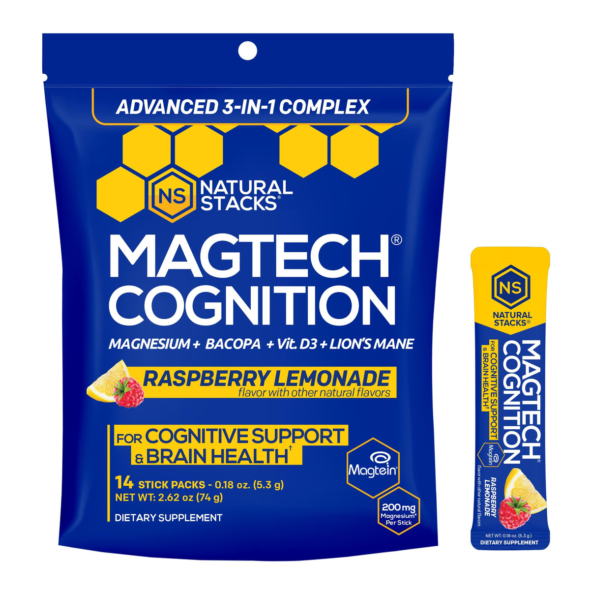 NATURAL STACKS Poudre de Magnésium Cognition 82g vue de face