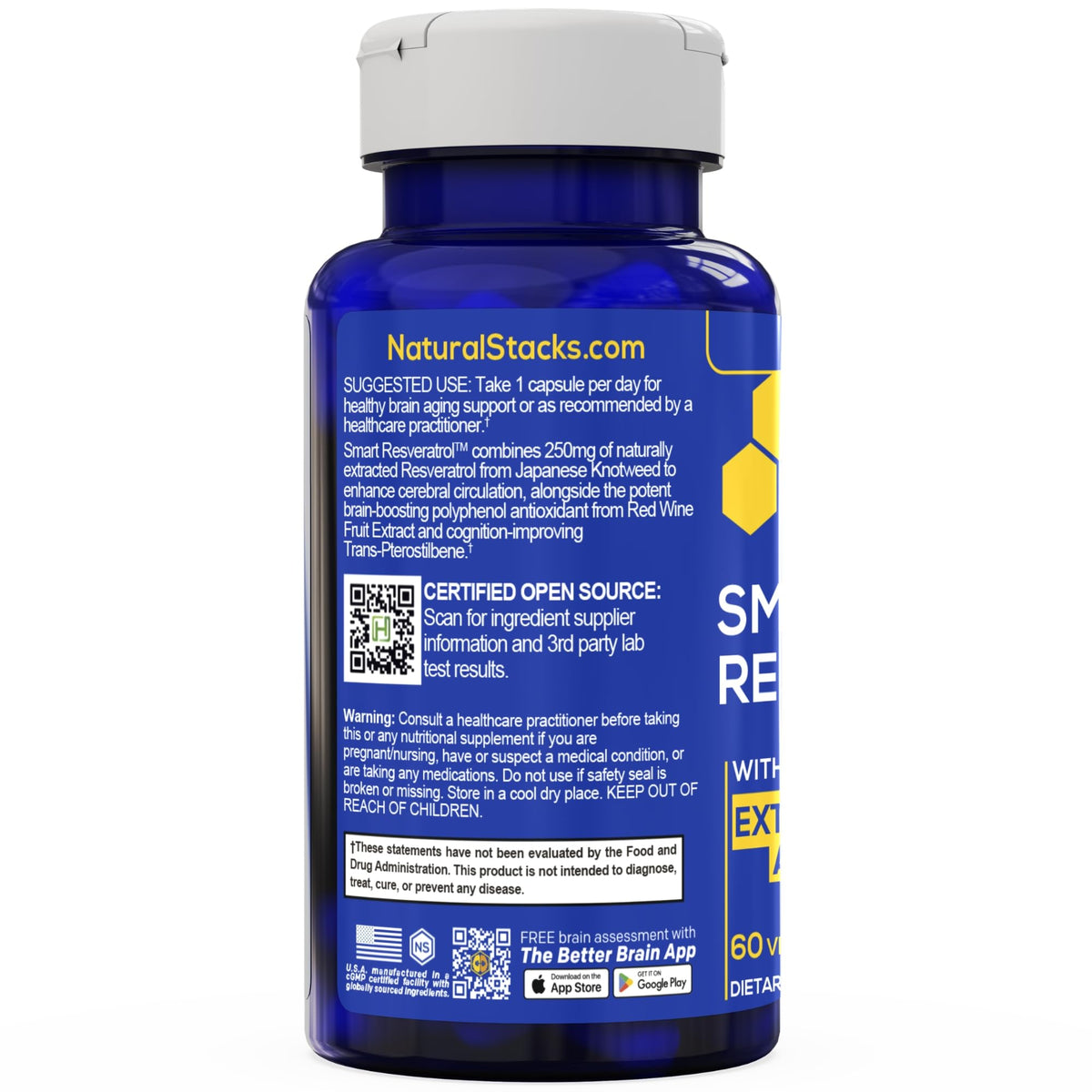 NATURAL STACKS Resveratrol 250mg avec une cuillère dosette