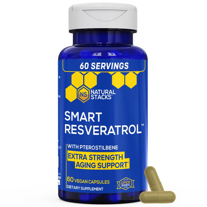 NATURAL STACKS Resveratrol 250mg flacon avant avec étiquette