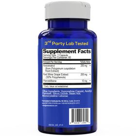 NATURAL STACKS Resveratrol 250mg vue de dessus du flacon