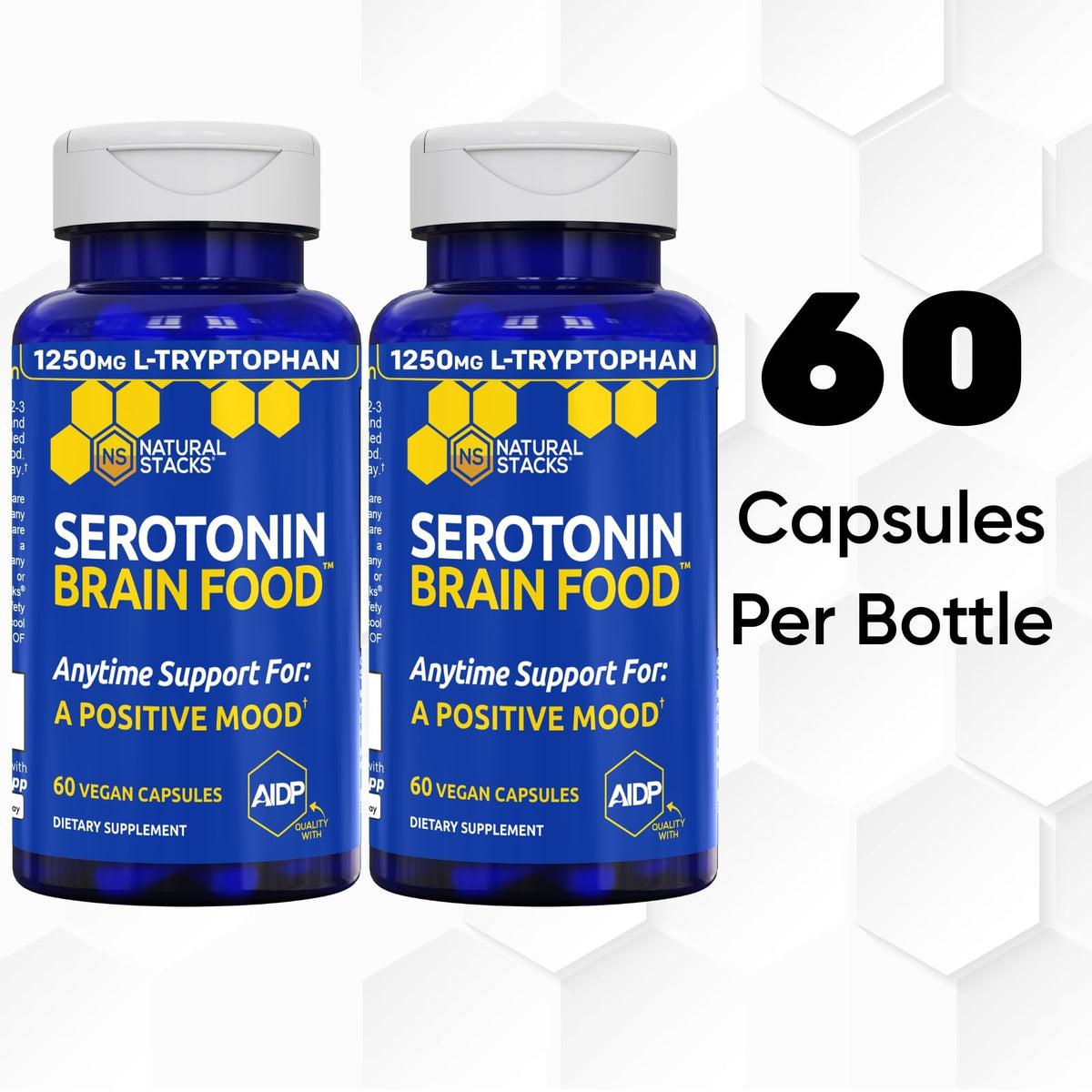 NATURAL STACKS Serotonin Brain Food capsules sur une table