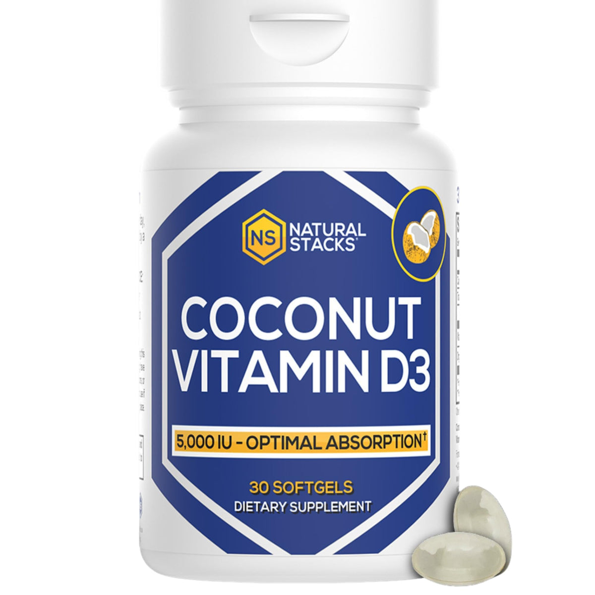 NATURAL STACKS Vitamine D3 5000 IU capsules molles en boîte