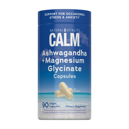 Natural Vitality Calm capsules Ashwagandha et Magnésium Glycinate 100g