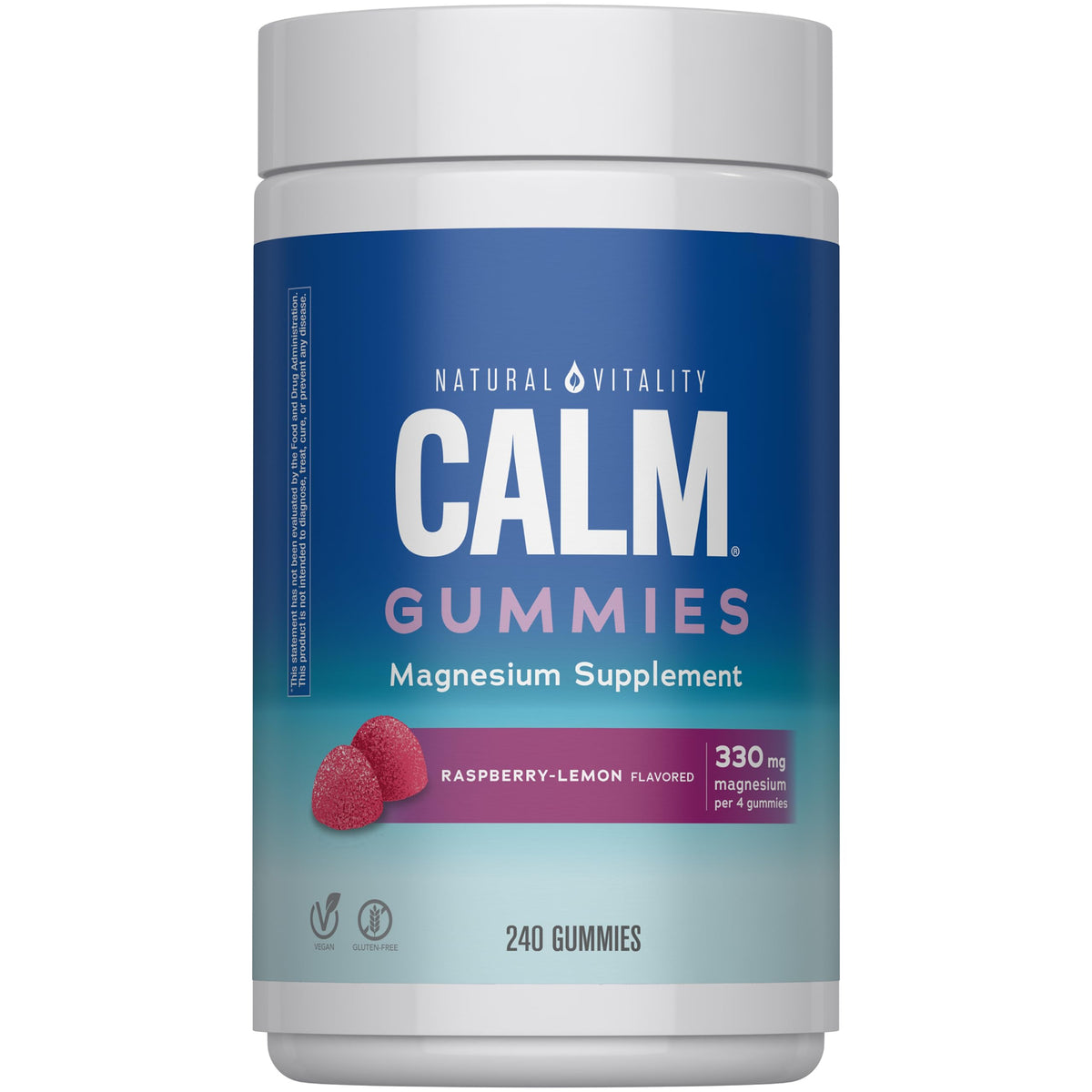 Natural Vitality Calm Gummies flacon de 240 gummies au goût framboise citron