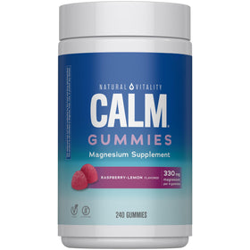 Natural Vitality Calm Gummies flacon de 240 gummies au goût framboise citron