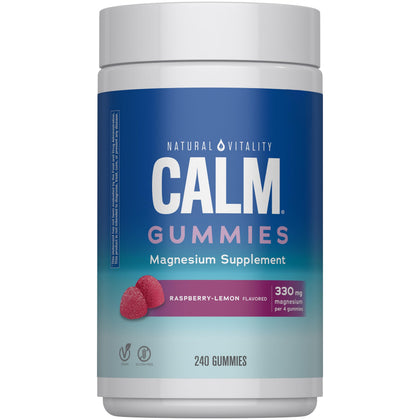 Natural Vitality Calm Gummies flacon de 240 gummies au goût framboise citron