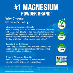 Natural Vitality Calm Poudre de Magnésium 540g, vue de côté