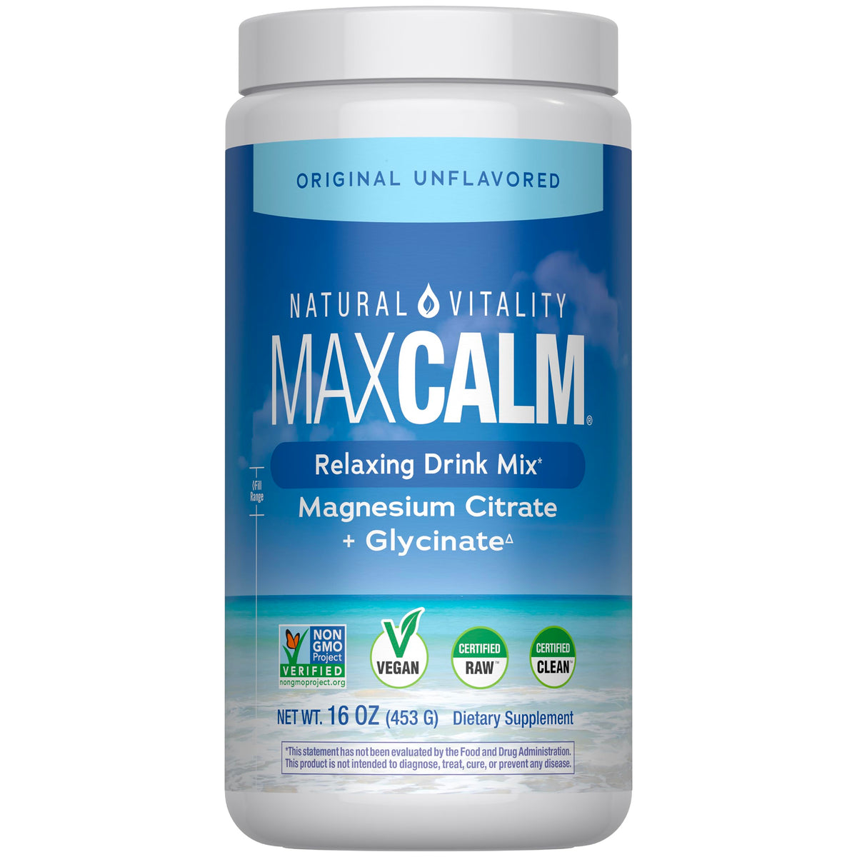 Natural Vitality Calm Poudre de Magnésium 540g, vue de face