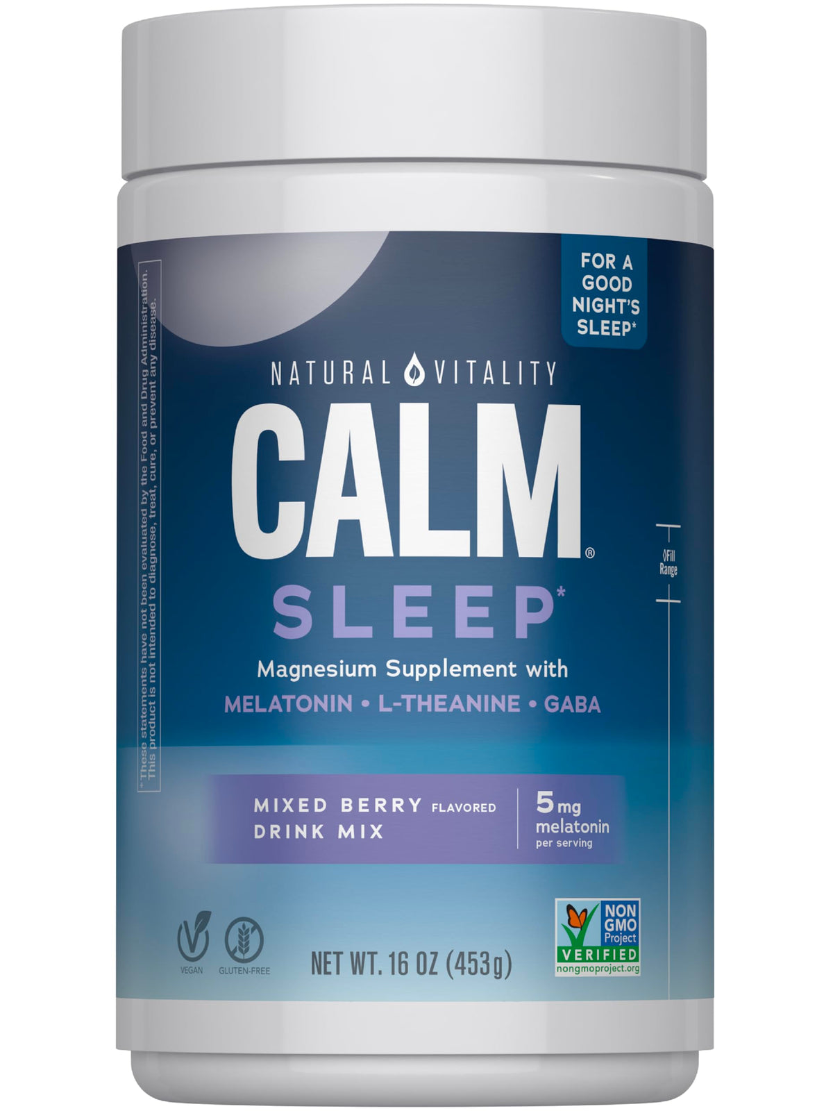 Natural Vitality Calm Sleep Mélatonine 590g bouteille vue avant