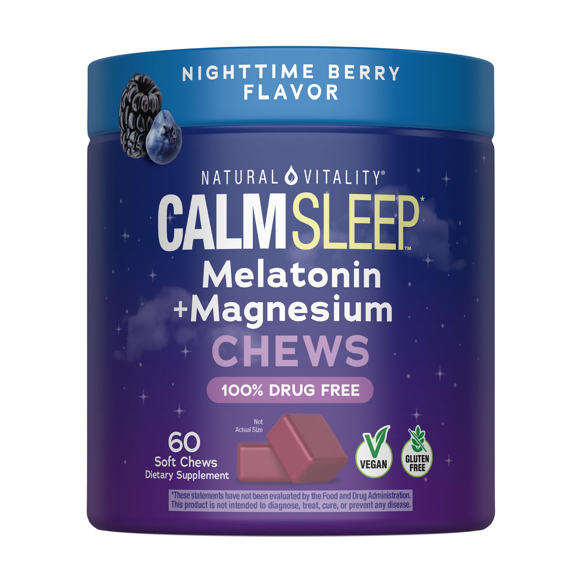 Natural Vitality CALMSleep Mélatonine et Magnésium bonbons au goût de baies nocturnes